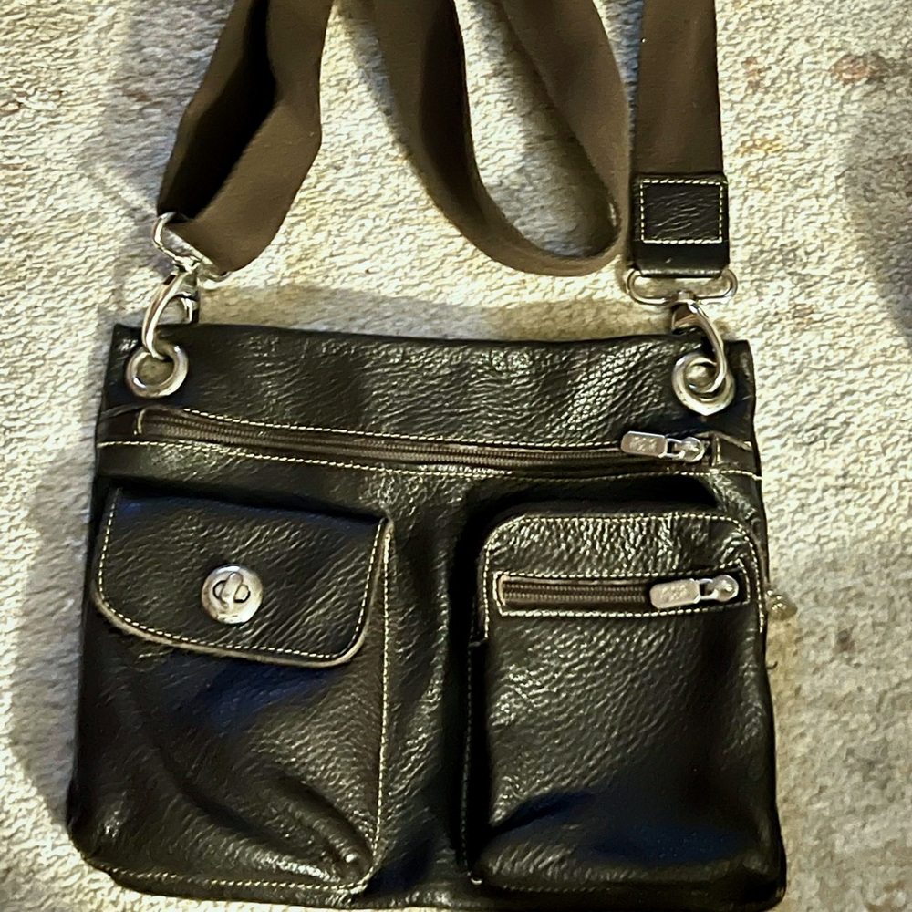 Roots Dark Brown Leather Men's or Women’s Messenger Made in CANADA